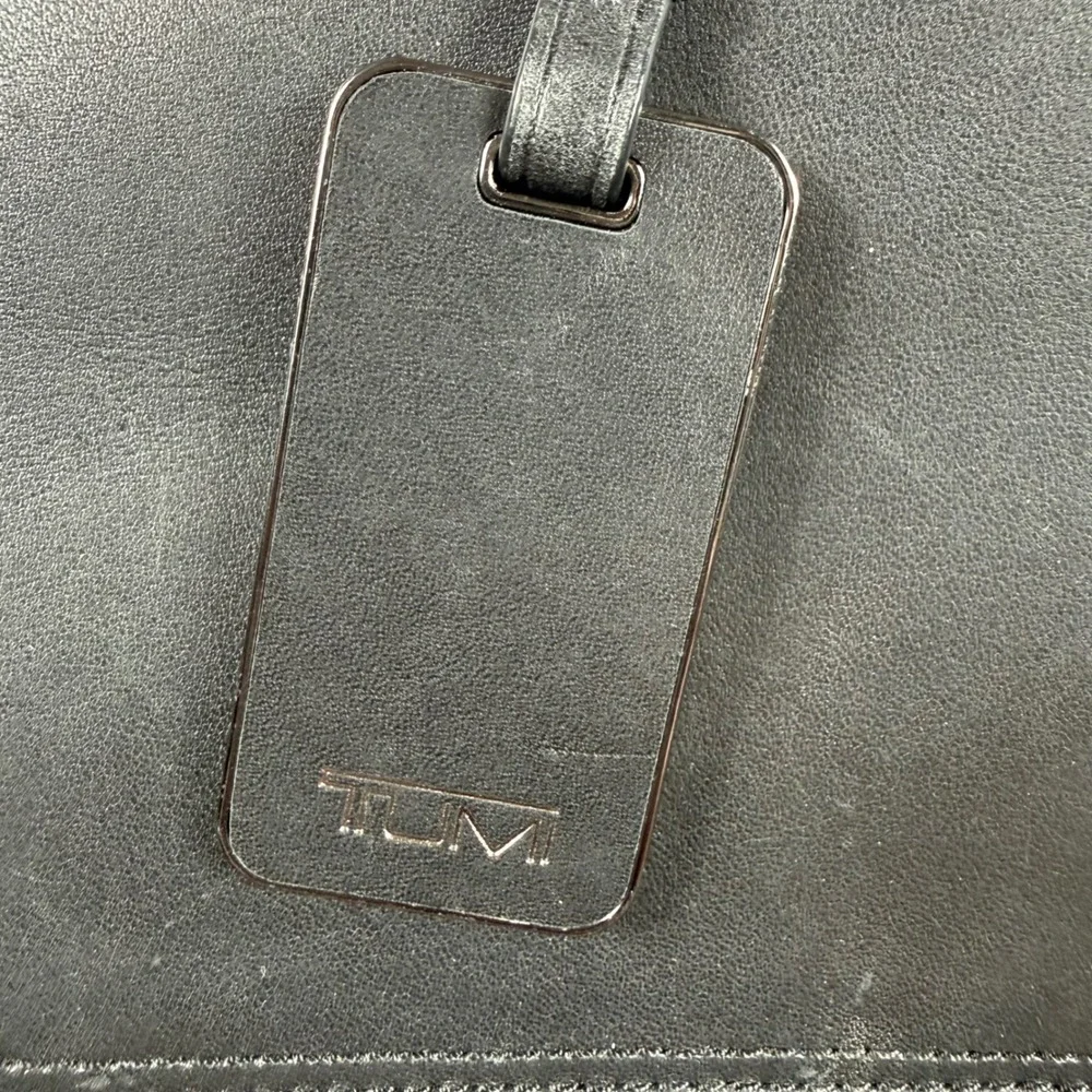 TUMI TICON 32602DT Slim Flap Briefcase Black Leather Messenger Tablet Case